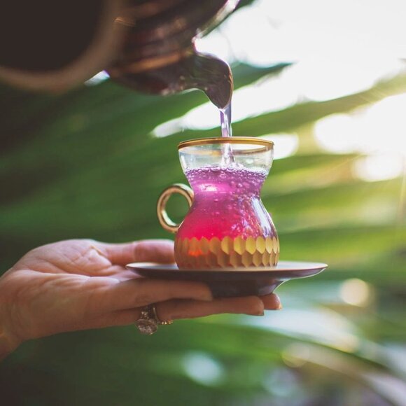 NEW! MAGIC HOUR PINK TOURMALINE TEA IN VIOLET GLASS APOTHECARY JAR 60-75 CUPS - Picture 4 of 7